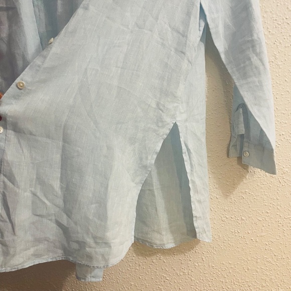j. jill Love Linen Button Down Long Sleeve Shirt Light Blue Size M - Picture 5 of 9